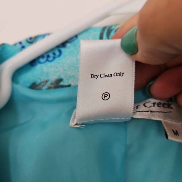 Coldwater Creek Colorful Tapestry Open Front Tropical Boho Blazer Jacket SZ Med - Picture 5 of 8